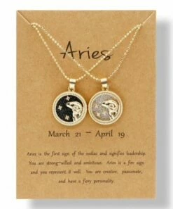 Promo 💯 Don't AsK Crystal & 18k Gold-Plated Aries Round Pendant Necklace Set For Other ✨