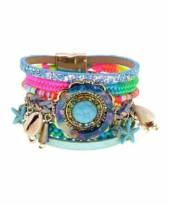 Cheapest ✔️ Don't AsK Pink & Blue Shell Boho Stacked Bracelet For 👩 Women 👍