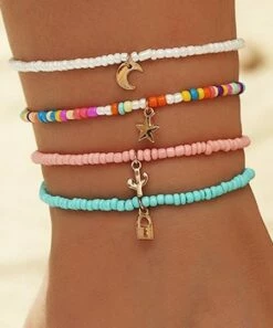Top 10 😀 Don't AsK Blue & Goldtone Charm Stretch Anklet - Set Of Four For 👩 Women ✔️