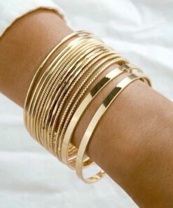Wholesale 🔔 Don't AsK Goldtone Bangle Bracelet Set For 👩 Women 🌟