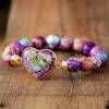 Cheap 😉 Don't AsK Purple Imperial Jasper Heart Beaded Stretch Bracelet For 👩 Women 🧨 -Don"t AsK Shop zu98061518 main tm1628440682