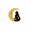 Discount 🎉 Don't AsK Black & Goldtone Crescent Moon Cat Brooch For 👩 Women 👍
