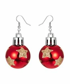 Flash Sale 😉 Don't AsK Red & Silvertone Star Ornament Drop Earrings For 👩 Women ⭐
